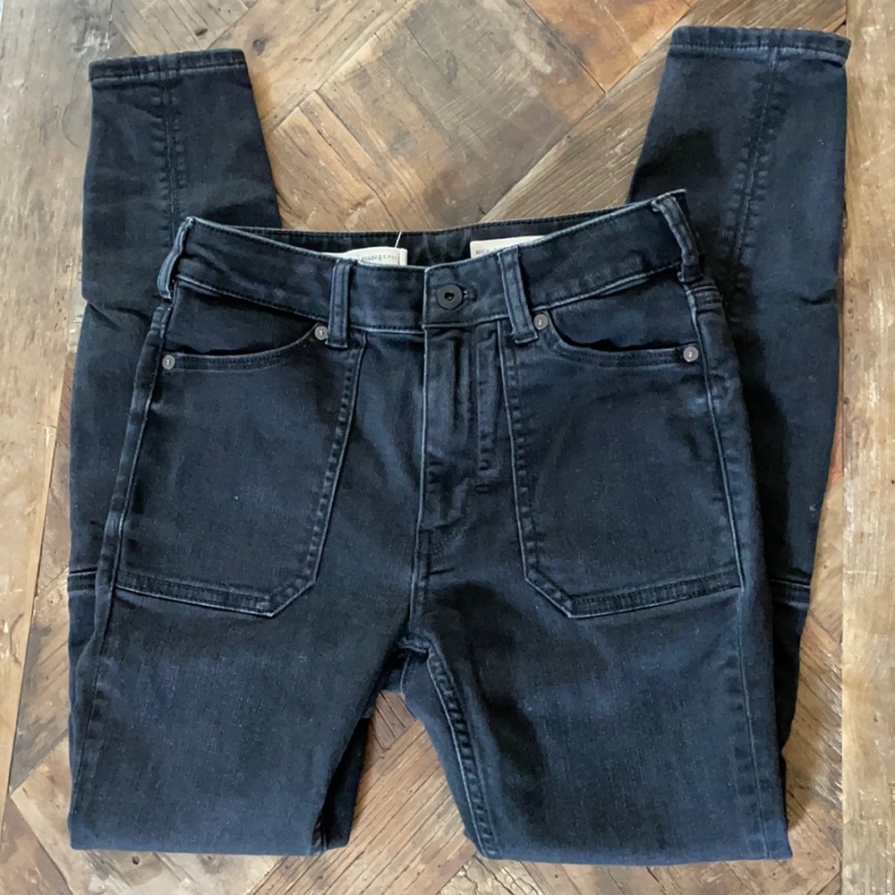 Anthropologie Moto Black Denim Sz 27